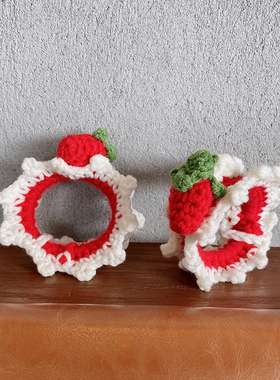 少女心草莓甜美风手工皮筋发圈