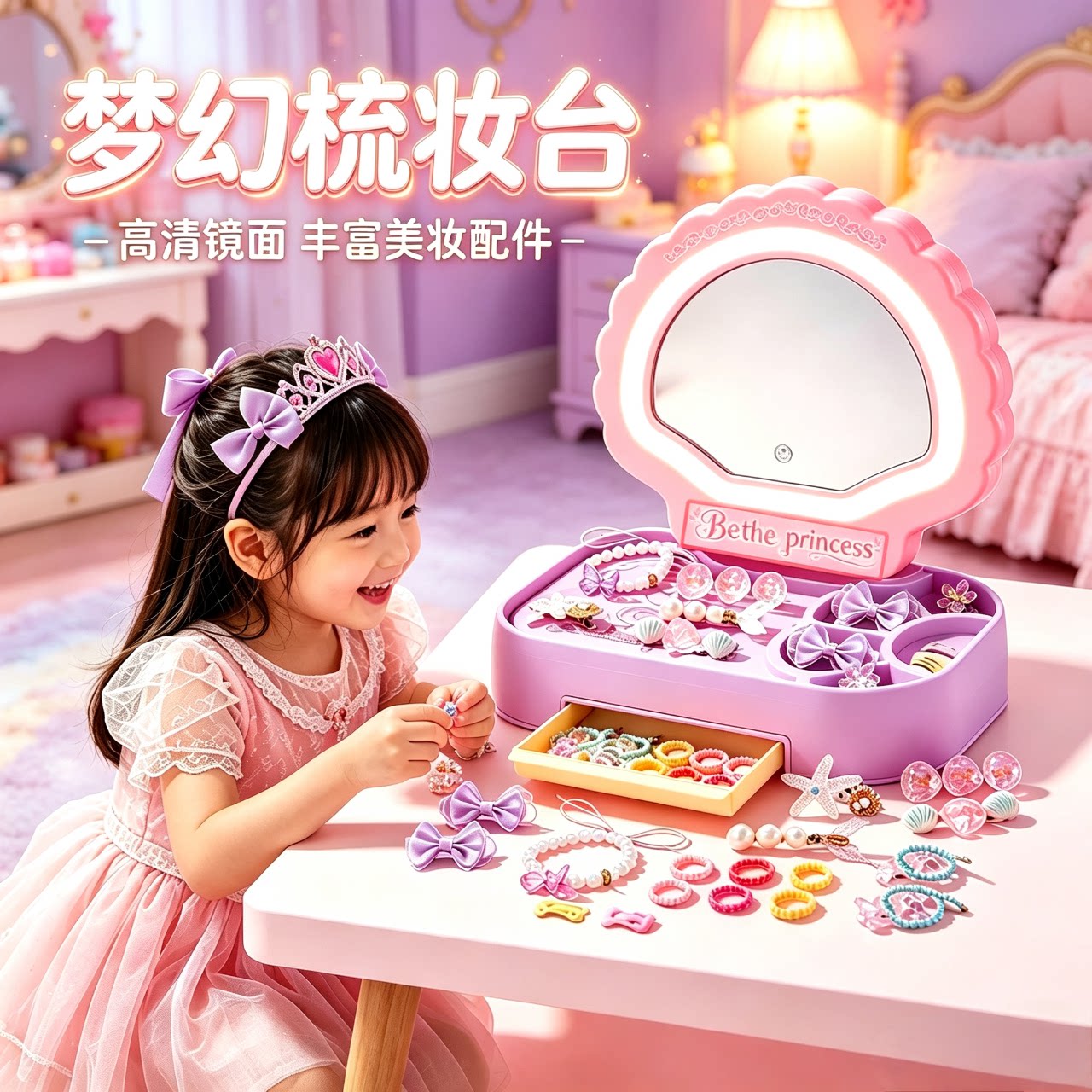 小伶玩具公主梳妆台化妆镜