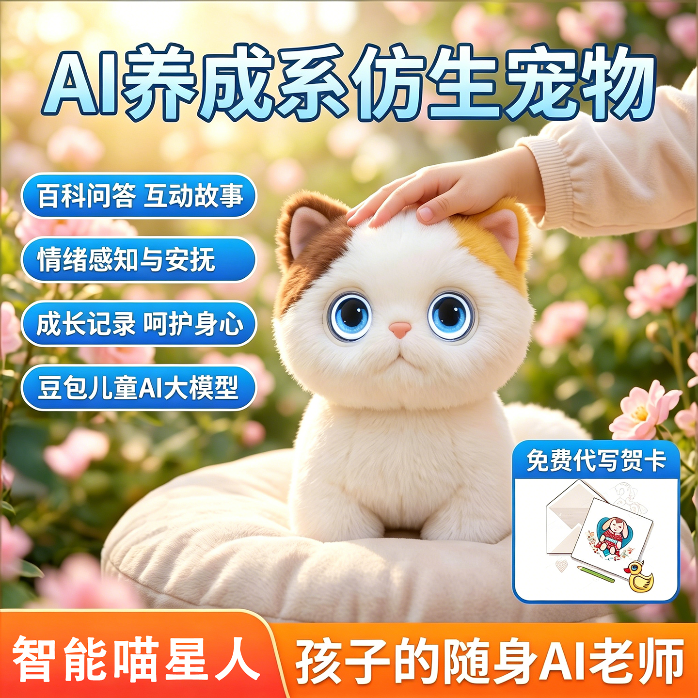 AI陪伴机器人智能对话电子宠物猫毛绒玩具女孩生日礼物六一儿童节