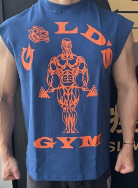 Golds Gym金吉姆联名狼头运动宽松坎肩袖背心男女健身透气短袖T恤