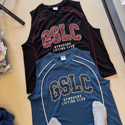 GYMSHARK鲨鱼GSLC学院风健身网眼坎肩背心男女运动篮球宽松背心
