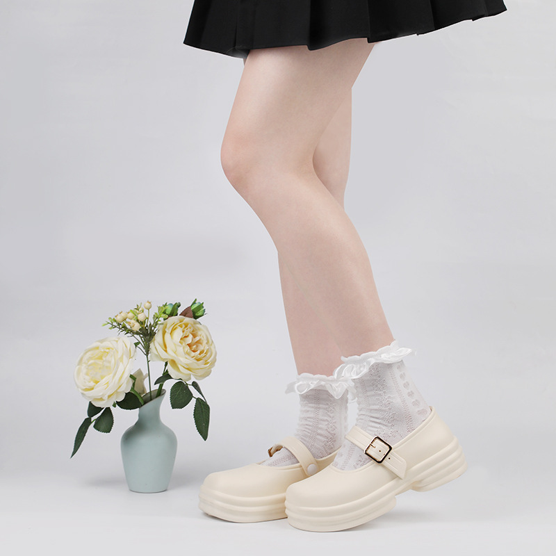玛丽珍鞋浅口单鞋厚底复古2024jk女鞋防水包头单鞋医护人员护士鞋
