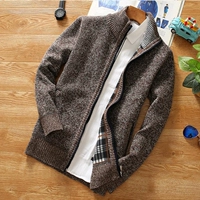 Mùa thu và mùa đông nam áo len dài tay cộng với áo len nam dày nhung giản dị áo len len cao cổ áo len nam - Cardigan cardigan nam