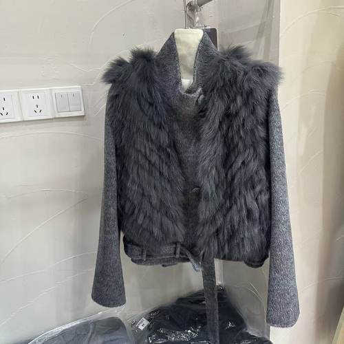 高端欧货狐狸毛马甲皮草小立领