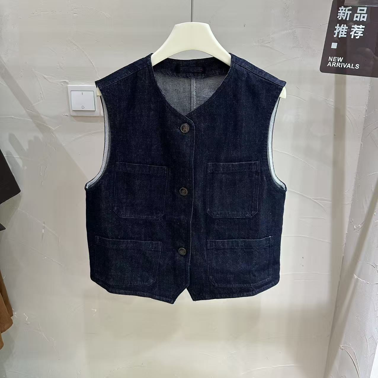 O&HSTUDIO深蓝牛仔无袖马甲