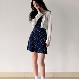 法式小披肩夏季配裙子防晒冰丝空调罩衫吊带裙的外搭长袖坎肩上衣