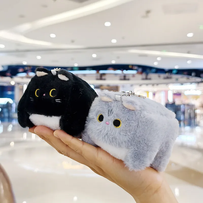 卡通创意方块猫毛绒挂件玩具公仔可爱猫咪包包挂饰玩偶抓娃娃机
