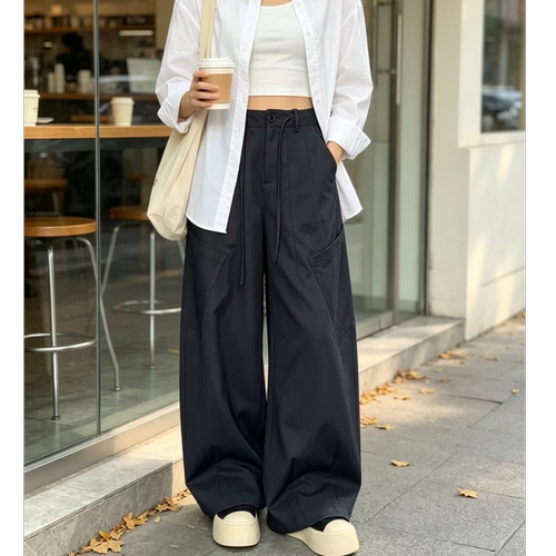美式工装阔腿休闲裤显瘦百搭6659
