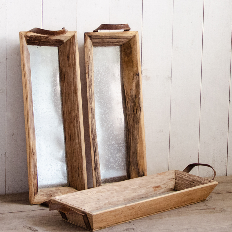 侘寂风复古实木厚实盘子软装摆件