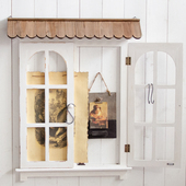 咖啡店民宿复古壁挂装 饰窗户背景墙遮丑假窗户实木影楼拍摄道具