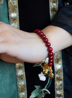 天然8MM原矿紫金朱砂手链女吞金兽十全十美手串龙年闺蜜礼物