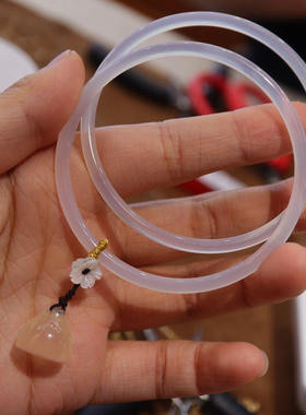 天然玉髓玛瑙手镯 叮当镯 细条玛瑙镯子玉石极细手镯女款珠宝饰品