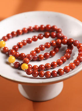 厂家直销天然南红玛瑙手链 14k包金精美蜜蜡圆珠手串女款简单百搭