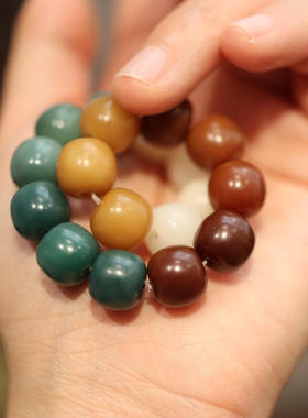 天然渐变风化白玉菩提根手串老型桶珠文玩绕指柔菩提子佛珠手链