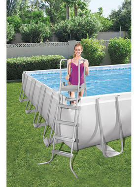 美国Bestway 56623 超大号长方形管架水池 支架游泳池 养鱼钓鱼池