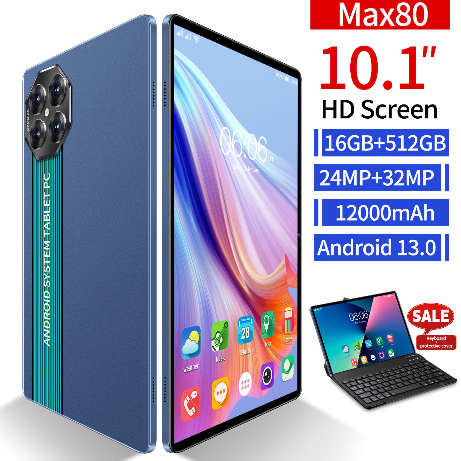 Max80电商10.1寸平板电脑可通话双卡双待16+512G现货(劲爆款)