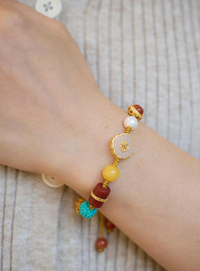 抖音爆款天然和田玉多宝手链女S925银编织十全十美手串送闺蜜礼物