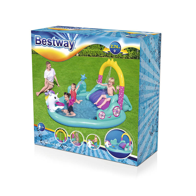 Bestway53097公园水池儿童戏水池喷水池滑梯游泳池充气游泳池