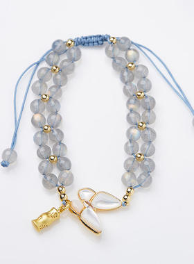 寺庙同款天然月光石编织手链女破茧成蝶蝴蝶竹节手串闺蜜礼物