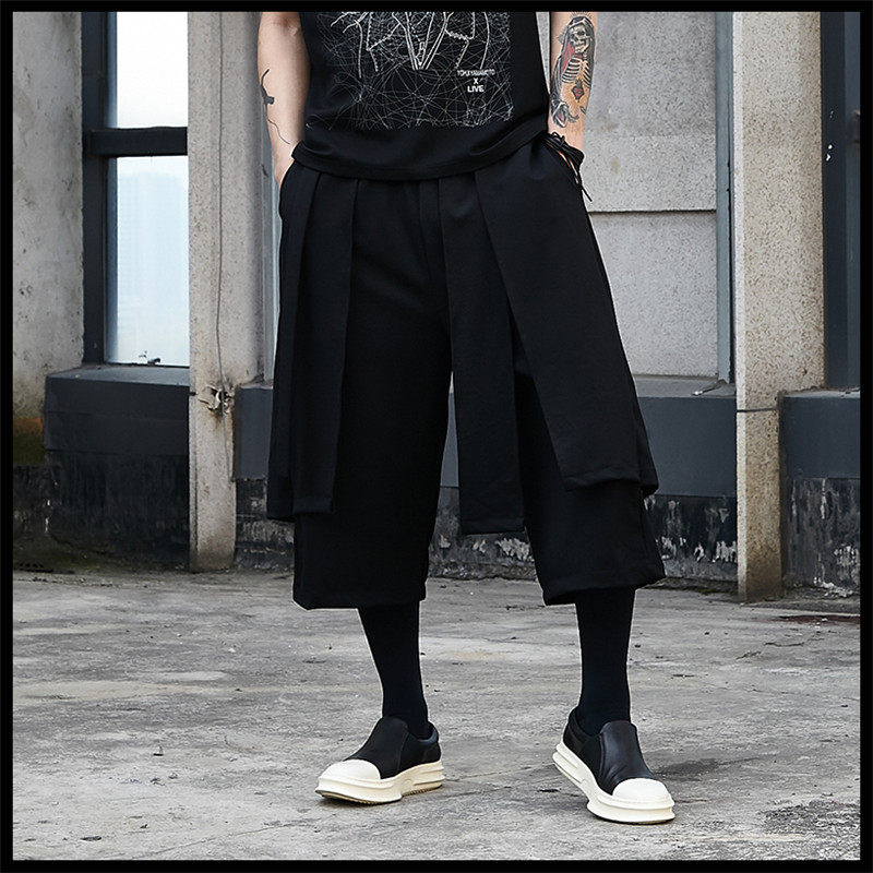原创山本耀司风格假两件暗黑宽松阔腿裤潮流个性七分男休闲裙裤男|msdalam kategori Pakaian Lelaki, seluar santai - dari Buy2taobao.com untuk memberikan perkhidmatan ejen Taobao profesional membeli
