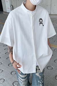 916-C67-P45 棉  新中式圆领短袖衬衫 高街港风 M-5XL 控68图片