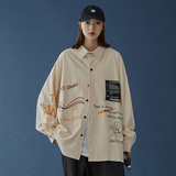 916-C12-P50棉春装美式宽松大码长袖衬衫中性，男装衬衫，星座916