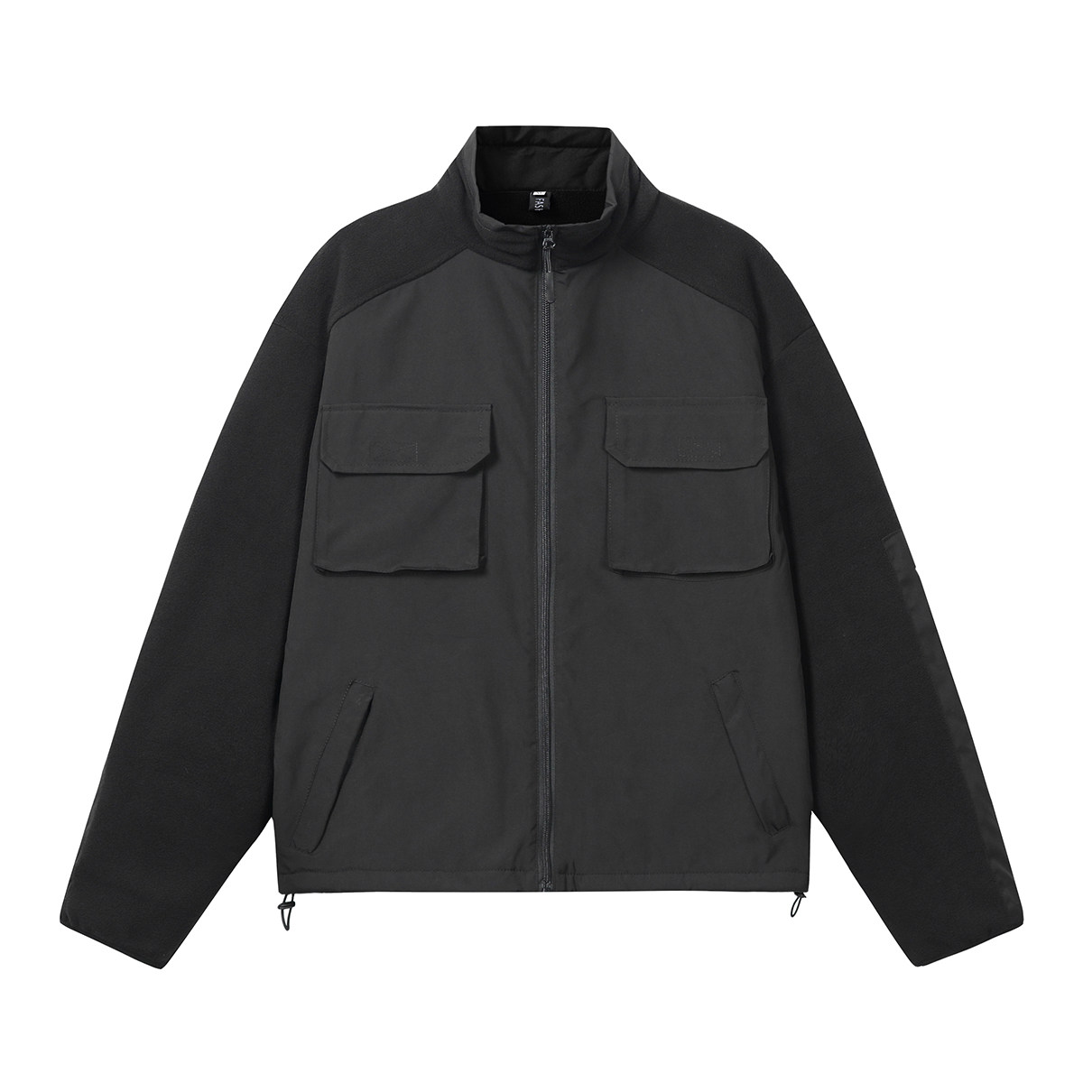 916-993-特P85深度库存春装拼接摇粒绒户外立领外套夹克白底，男装夹克，星座916