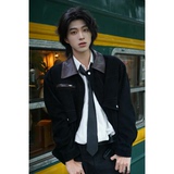 916-8003-特P88无差价棉春装撞色翻领夹克【黑色网图慎用】，男装夹克，星座916