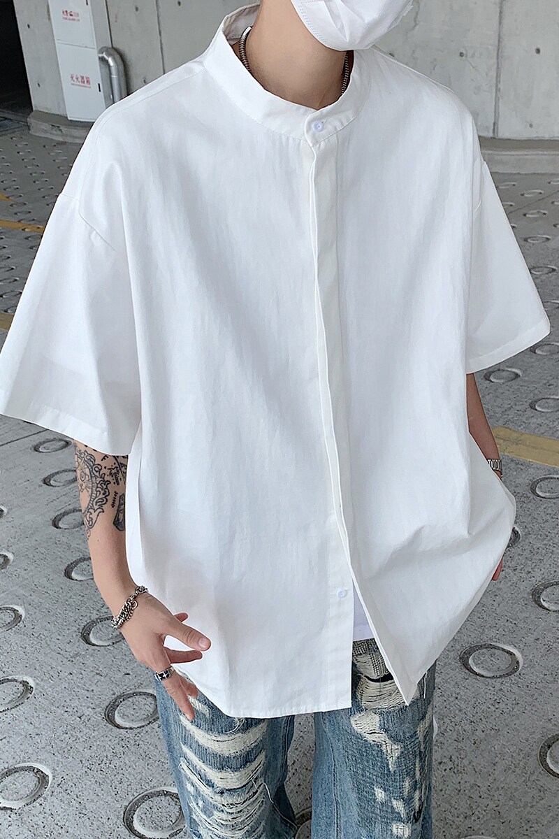 916-C66-特P35无差价棉可二开夏装中式短袖衬衫高街M-5XL,男装衬衫,星座916