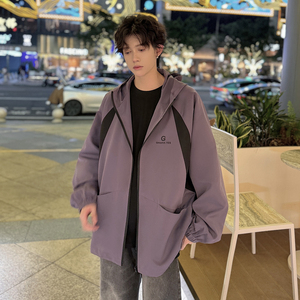 916-959-特P50无差价春装冲锋衣美式大码连帽夹克暗黑M-5XL,韩国男人穿搭微胖图片