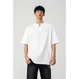 916-T152-特P28无差价2025夏装新美式V领纽扣设计短袖T恤无影墙，男装T恤，星座916