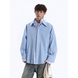 916-C71-特P52无差价2026春装假两件休闲长袖衬衫无影墙S-2XL，男装衬衫，星座916