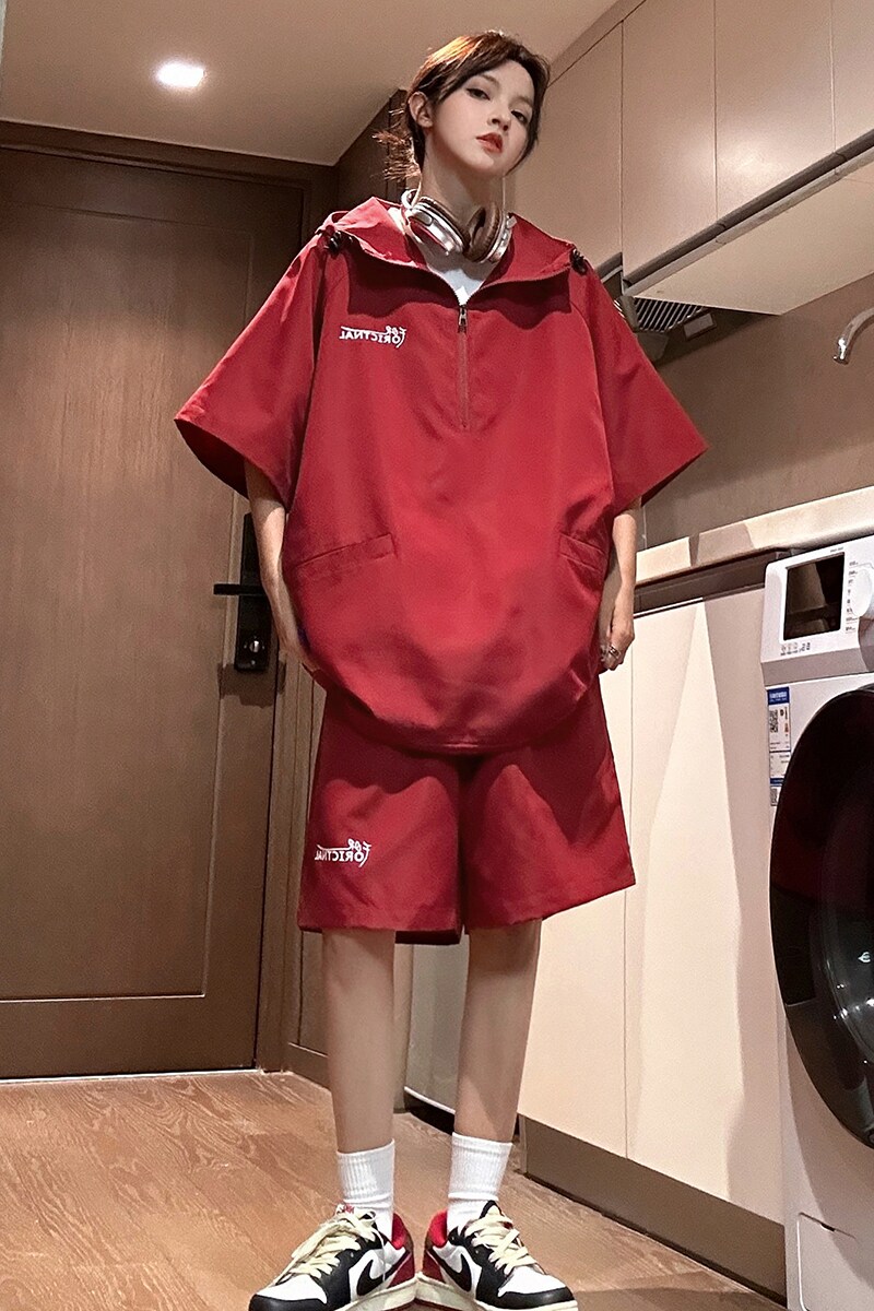 916-955-特P58无差价连帽短袖T恤短裤潮大码套装中性M-5XL,男装牛仔裤,星座916