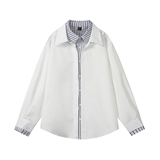 916-C71-特P52无差价2026春装假两件休闲长袖衬衫白底S-2XL，男装衬衫，星座916