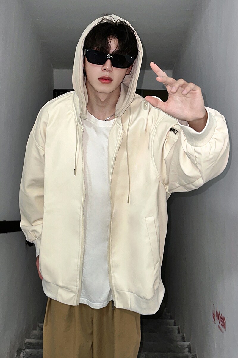 916-966-特P88无差价可脱卸帽秋美式连帽PU皮衣夹克暗黑M-3XL,男装夹克,星座916
