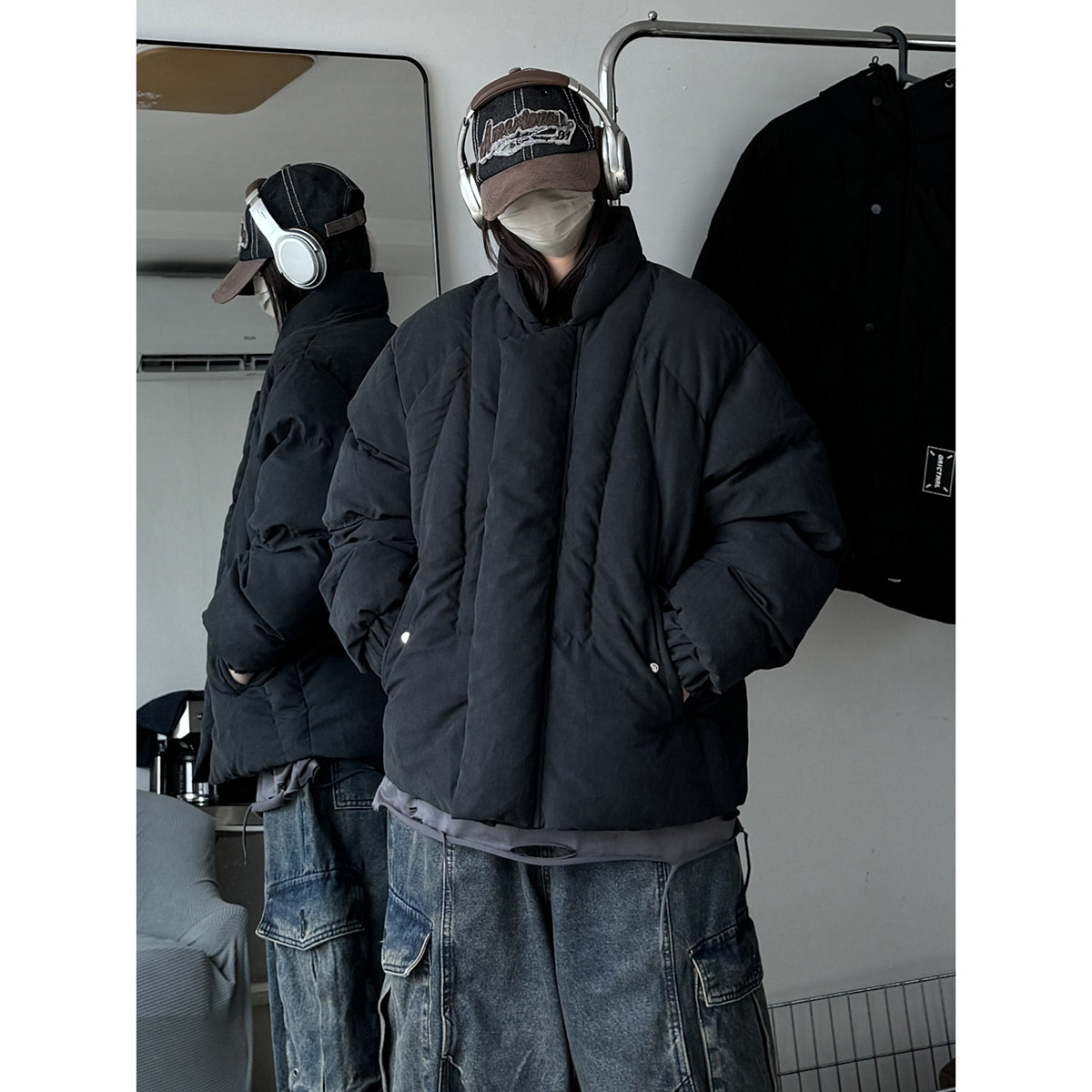 916-967-特P105无差价冬装麂皮绒设计感美式棉衣中性M-3XL,男装棉衣,星座916