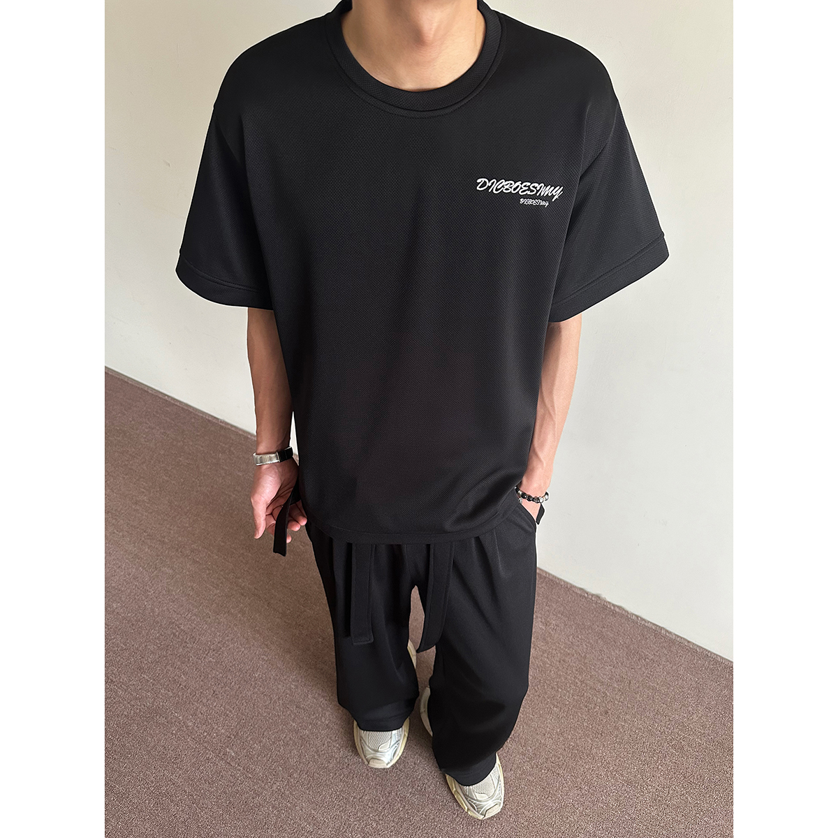 916-986-特P65无差价现货直播品质夏装套装短袖+长裤美式，男装T恤，星座916