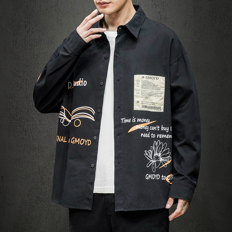 916-C12-P50棉2025春季高街大码长袖衬衫男日系模特M-5XL,男装衬衫,星座916