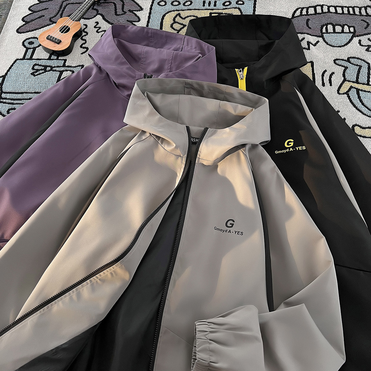 916-959-特P50无差价春装冲锋衣美式大码连帽夹克港风平铺M-5XL，男装夹克，星座916