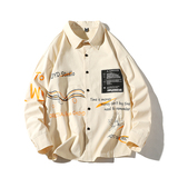 916-C12-P50棉春装美式宽松大码长袖衬衫白底，男装衬衫，星座916