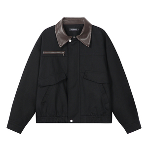 916-8003-特P88无差价 棉 2026春装 美式撞色翻领夹克 白底，男装夹克，星座916