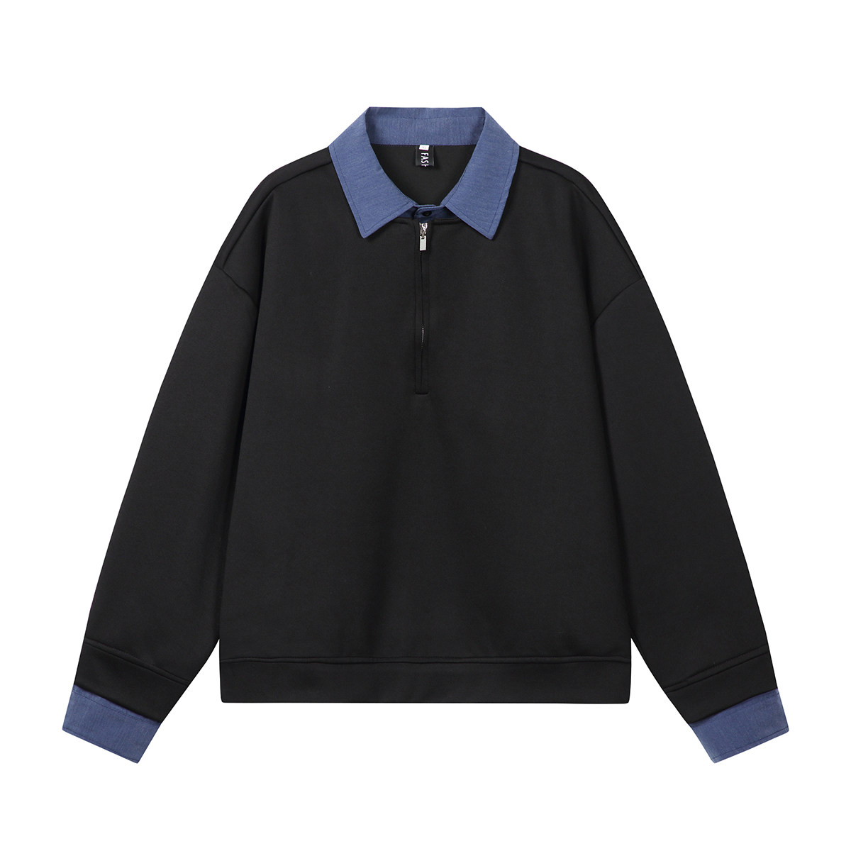 916-W97-特P55无差价现货重磅2026春装新款拼接假两件卫衣白底，男装卫衣，星座916