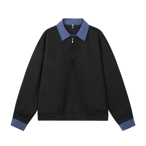 916-W97-特P55无差价 现货重磅 2026春装新款拼接假两件卫衣 白底，男装卫衣，星座916