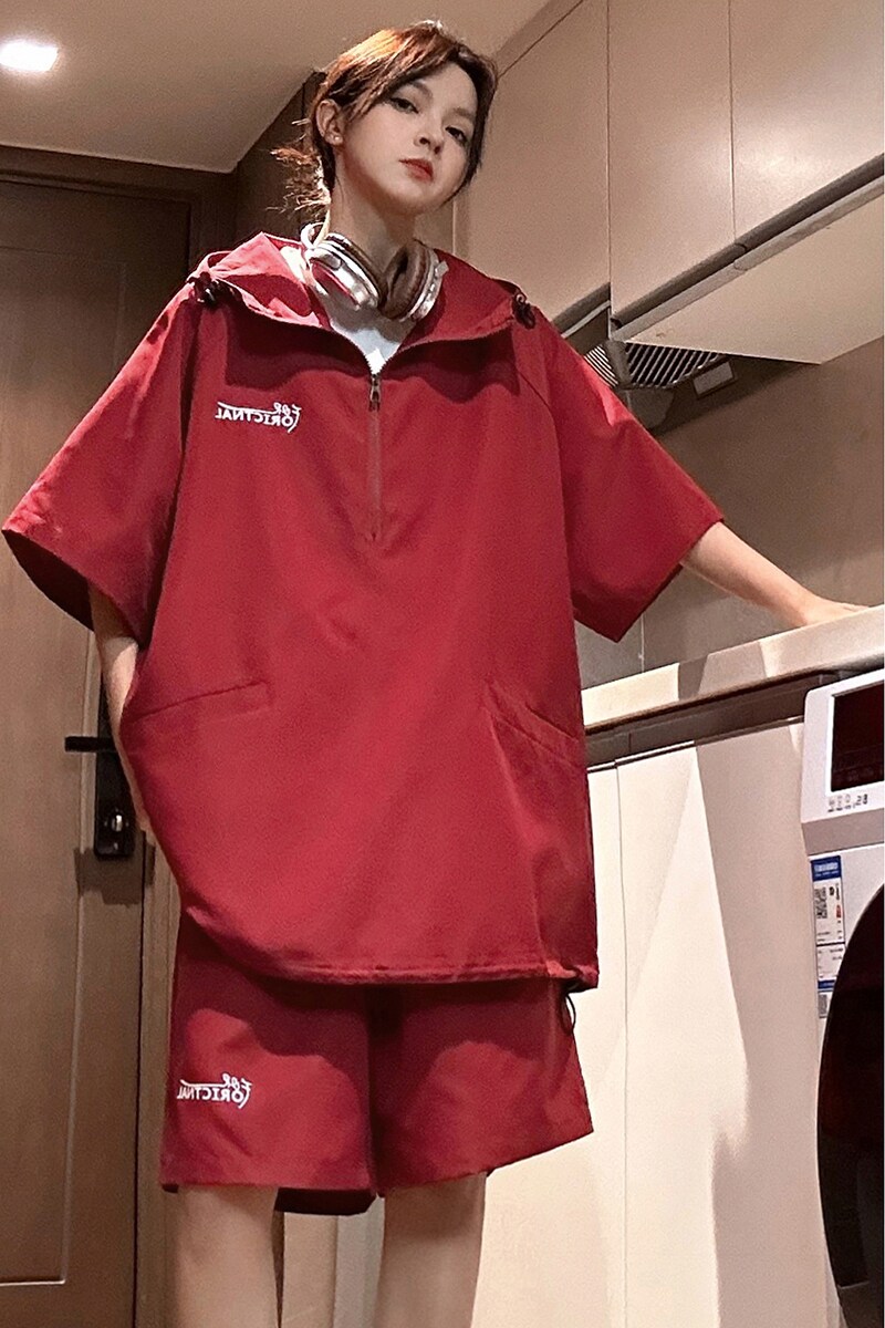 916-955-特P58无差价夏装连帽短袖T恤短裤大码套装中性M-5XL,男装休闲套装,星座916