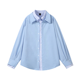 916-C71-特P52无差价2026春装假两件休闲长袖衬衫白底S-2XL，男装衬衫，星座916