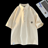 916-C61-P48棉夏季套头大码短袖衬衫港风平铺M-5XL，男装衬衫，星座916