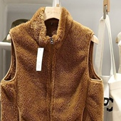 休闲立领坎肩加厚绒毛保暖背心日系开衫 秋冬季 珊瑚绒马甲男士 外套