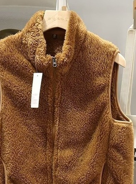 秋冬季珊瑚绒马甲男士休闲立领坎肩加厚绒毛保暖背心日系开衫外套