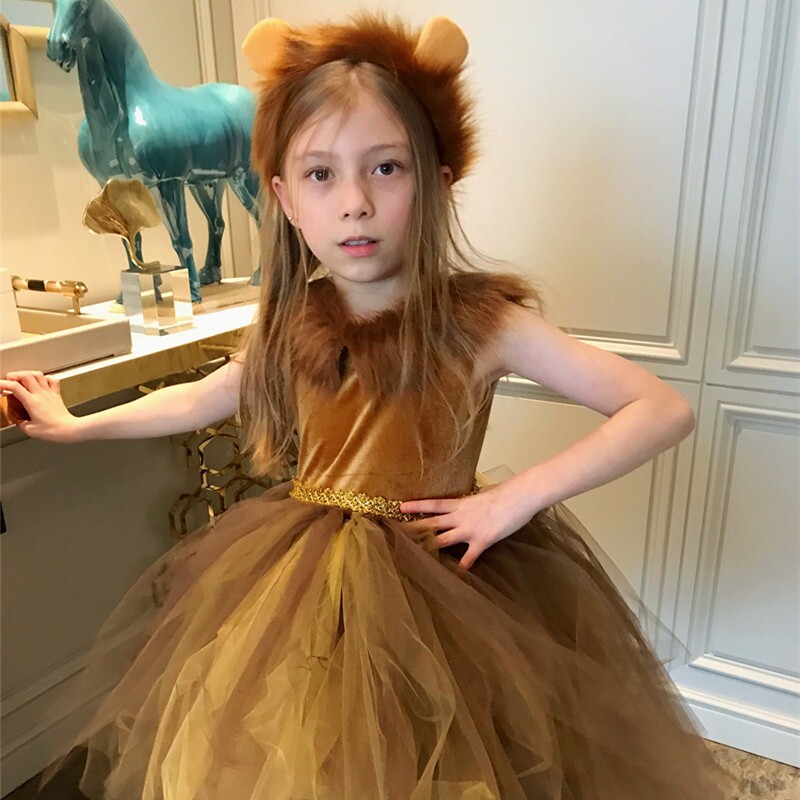 女童狮子表演礼服宝宝影楼狮王拍照六一儿童演出服服装韩版长裙子