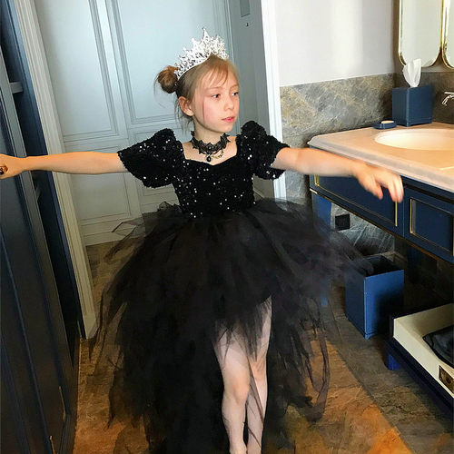 公主裙儿童晚礼服亮片连衣裙燕尾